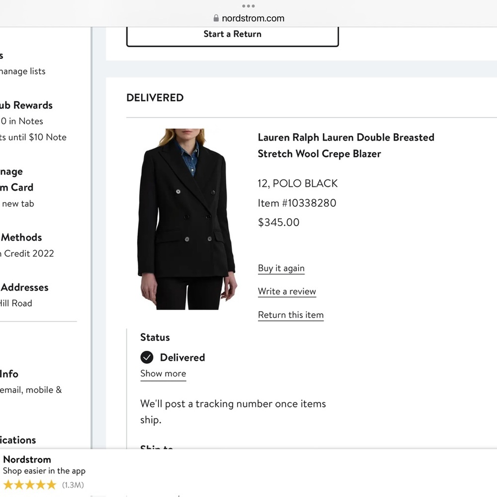 Lauren Ralph Lauren Polo Black Blazer